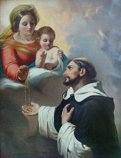 La Vierge Marie donne le rosaire à saint Dominique