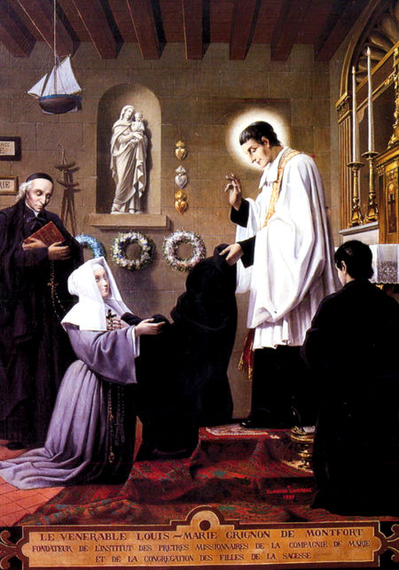 Marie-Louise Trichet reçoit l’habit religieux des mains de saint Louis-Marie de Montfort