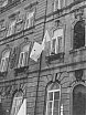 Drapeau créditiste au 2e étage du Parlement - Congrès 1955