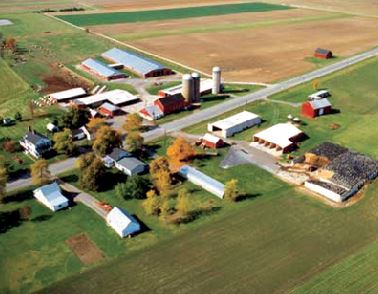 Vue aérienne d'une ferme