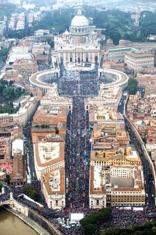 foule rome canonisation jean-paul II et jean XXIII