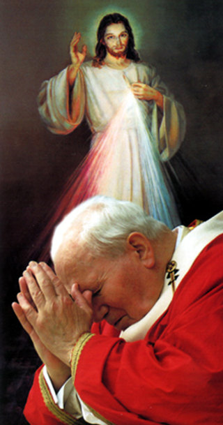 Jean-Paul II priant Jésus de la Miséricorde