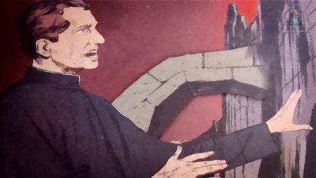 Saint Jean Bosco touche le mur brûlant