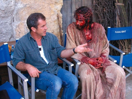 Mel Gibson et Jim Caviezel lors du tournage de « La Passion du Christ »