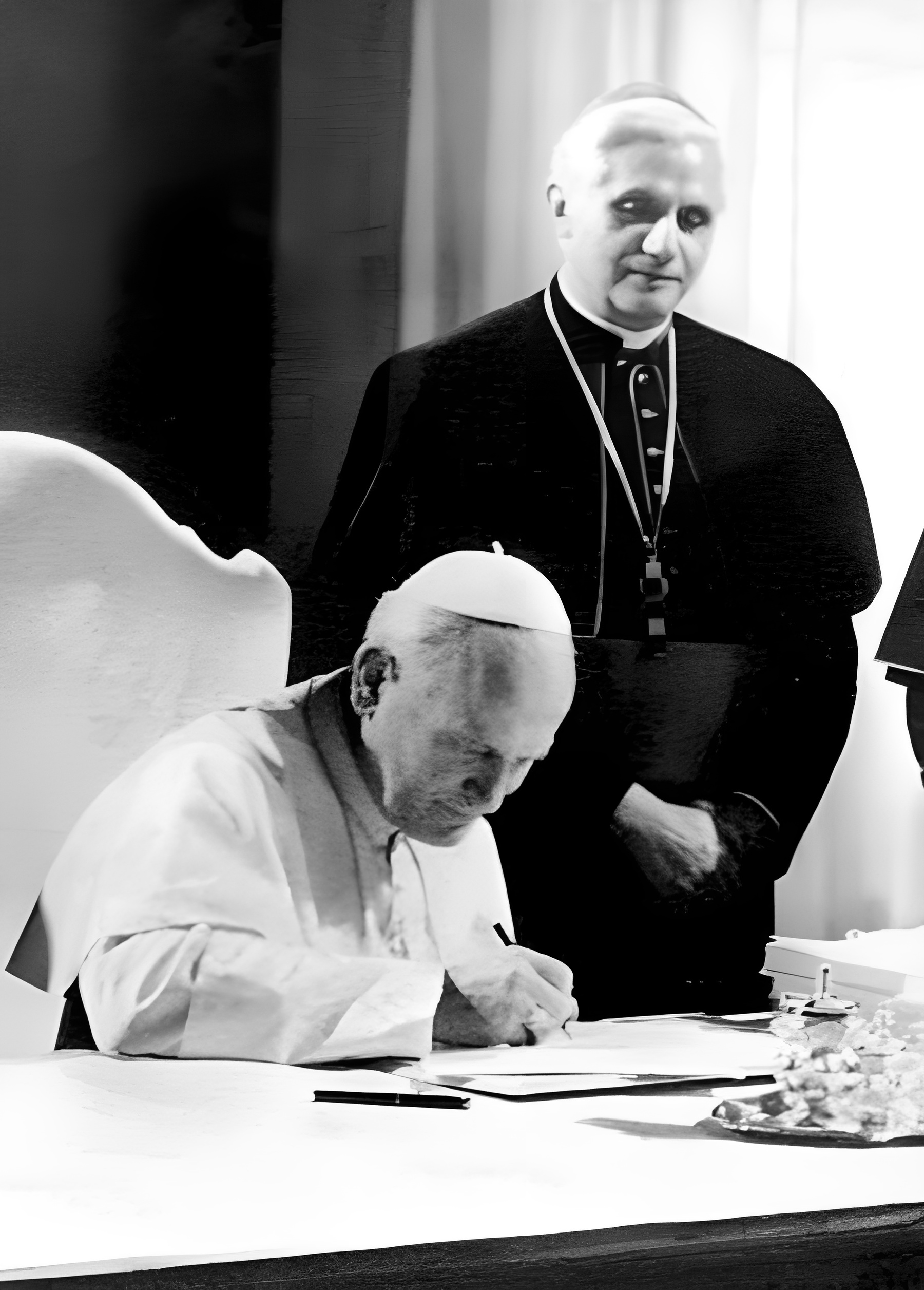 Jean-Paul II signant le catéchisme